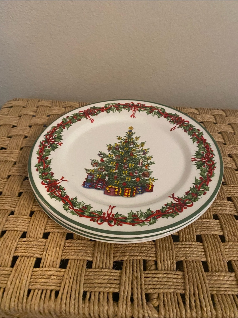 Holiday Celebrations by Christopher Radko. Christmas Tree Dinner Plates. Three